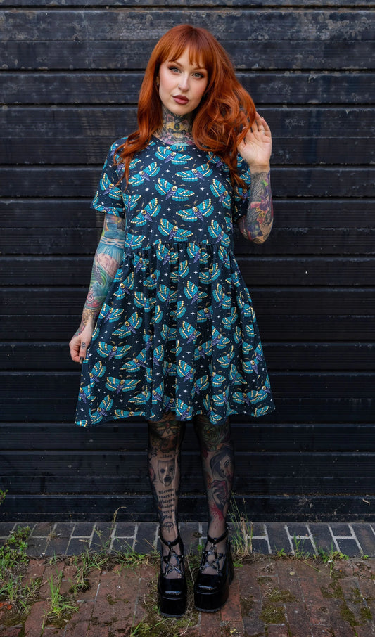 Run & Fly - Death Head Moth Smock Dress