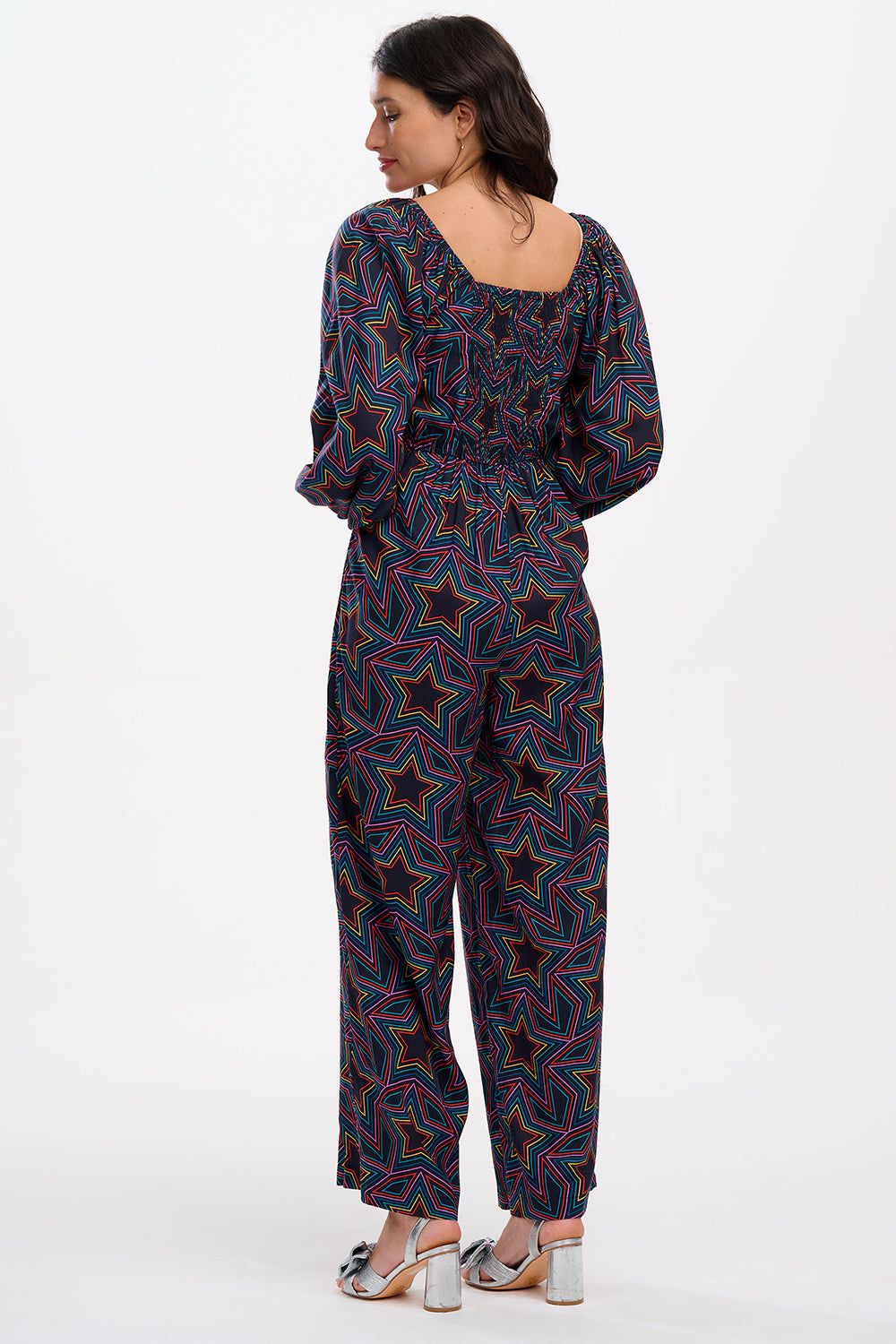 Sugarhill Brighton - Hestia Rainbow Star Explosion Shirred Jumpsuit