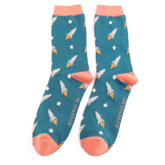 Mr Sparrow - Teal Rockets Mens Socks