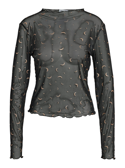 Noisy May - Mesh Top with Gold Foil Moons