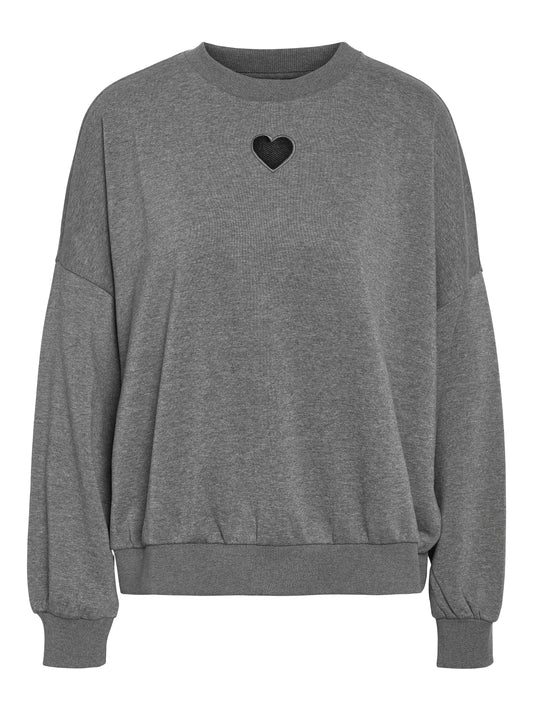 Noisy May - Grey Heart Cut Out Sweater