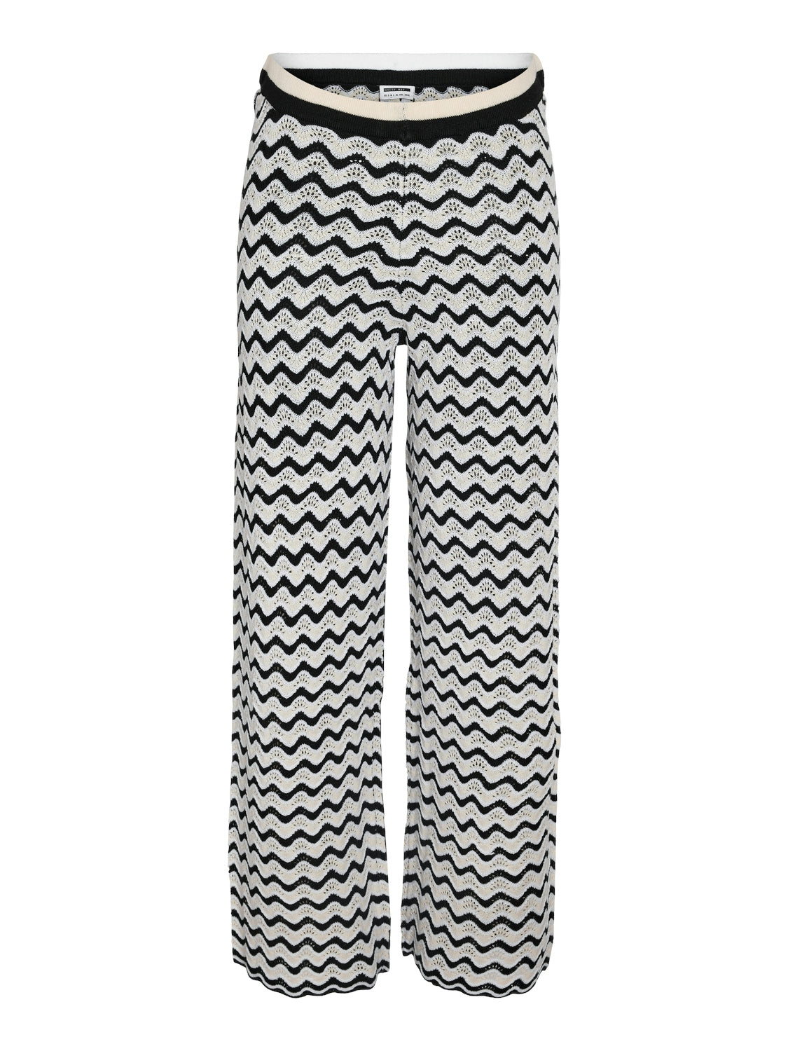 Noisy May - Black and White Wide Leg Wavy Knit Trousers – Thunder Egg