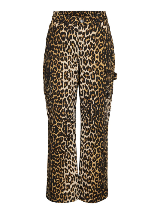 Noisy May - Leopard Printed Cargo Jeans