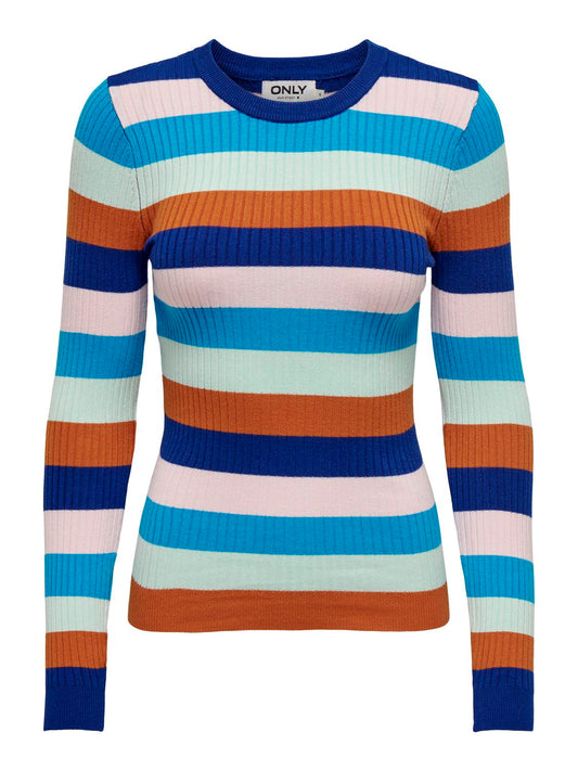 Only - Retro Blue Stripe Knit Top