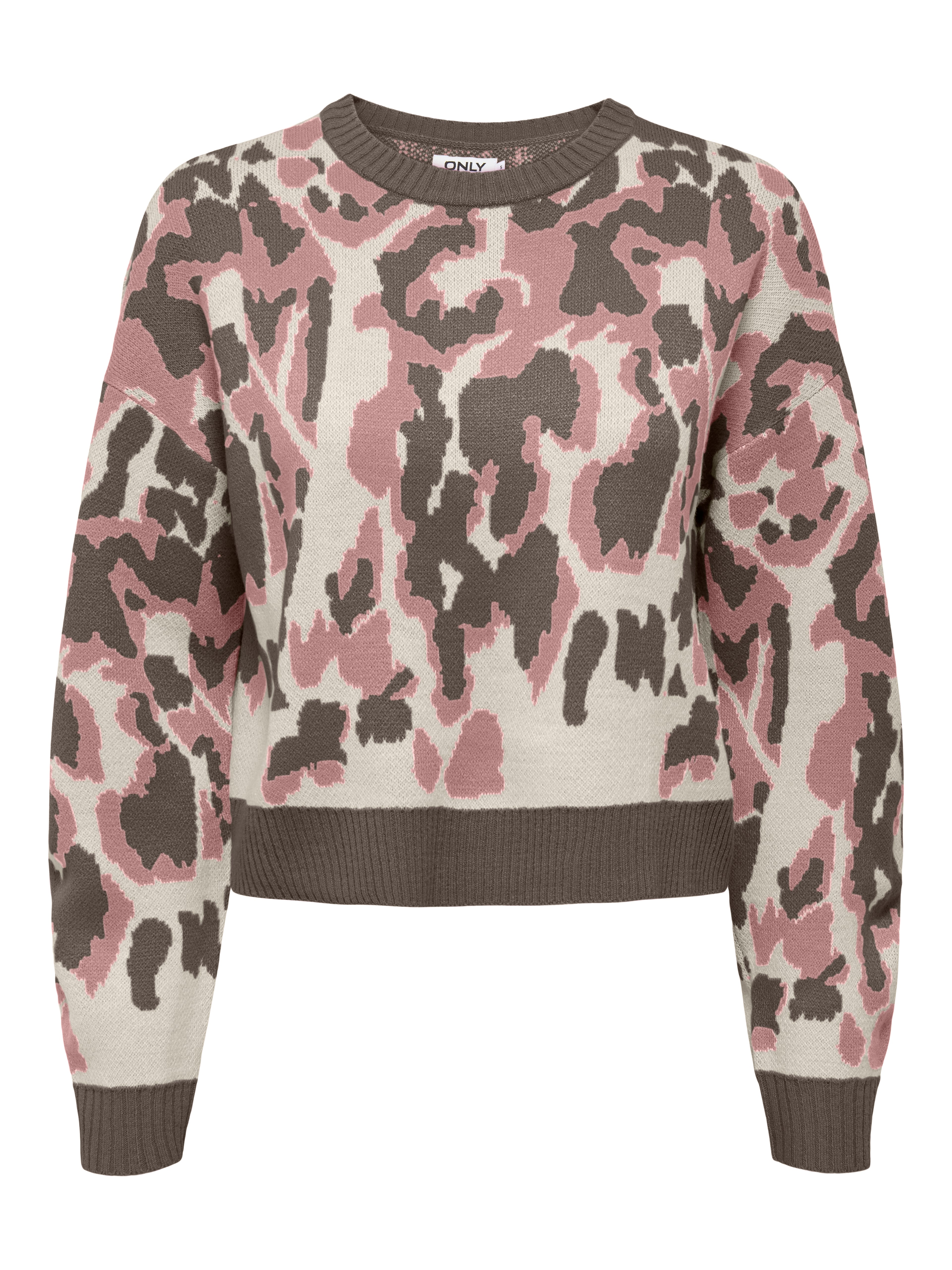 Only Pink and Khaki Leopard Print Knit Jumper