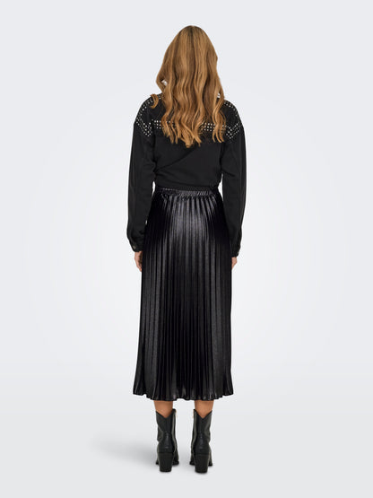 Only - Black Pleated Midaxi Shine Skirt