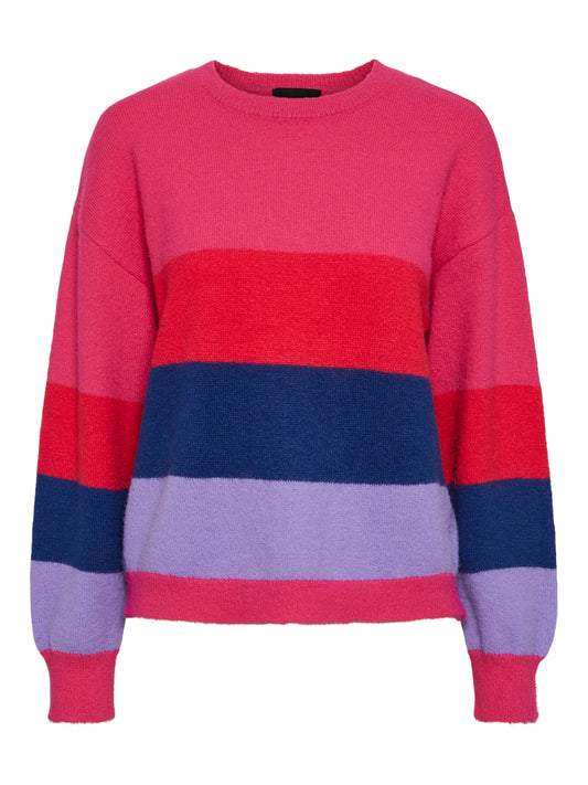 Pieces - Fuchsia Striped Knit Jumper