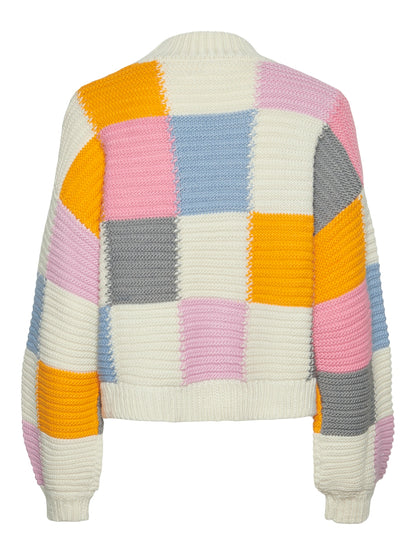 Pieces - Checkerboard Knit Jumper in Pastel