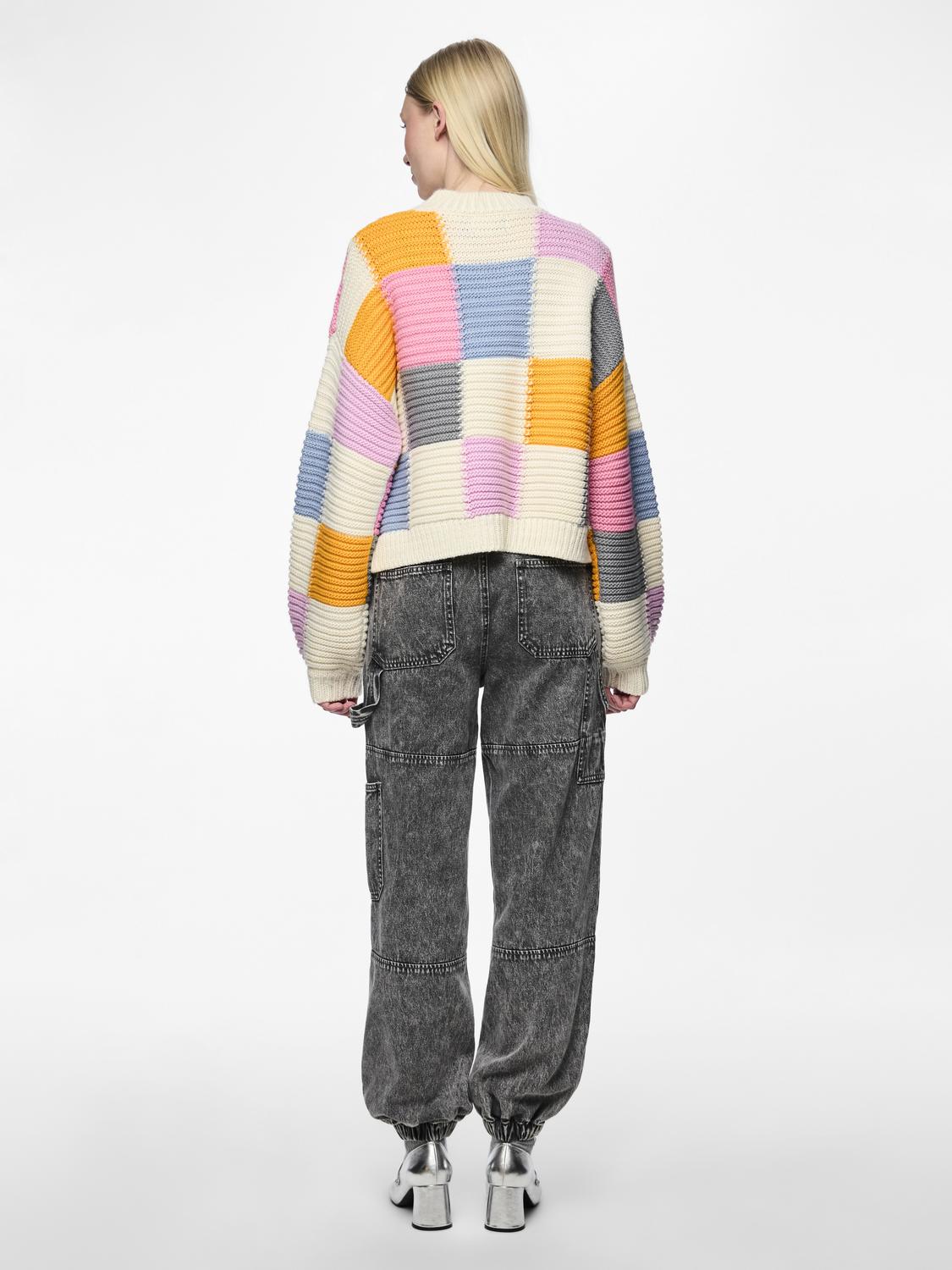 Pieces - Checkerboard Knit Jumper in Pastel