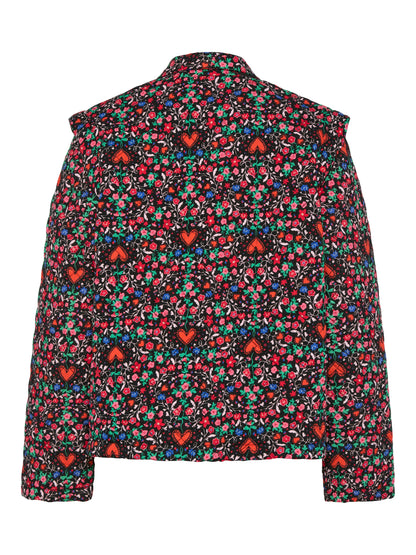 Pieces - Ditsy Heart & Flower Print Quilted Jacket