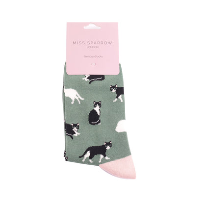 Miss Sparrow - Black and White Cat Socks