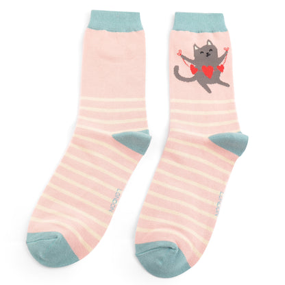 Miss Sparrow - Dusky Pink Lovely Cats Socks