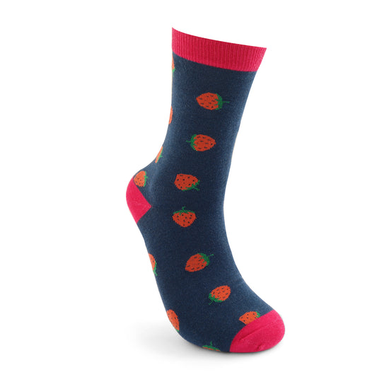 Miss Sparrow - Navy Strawberry Socks