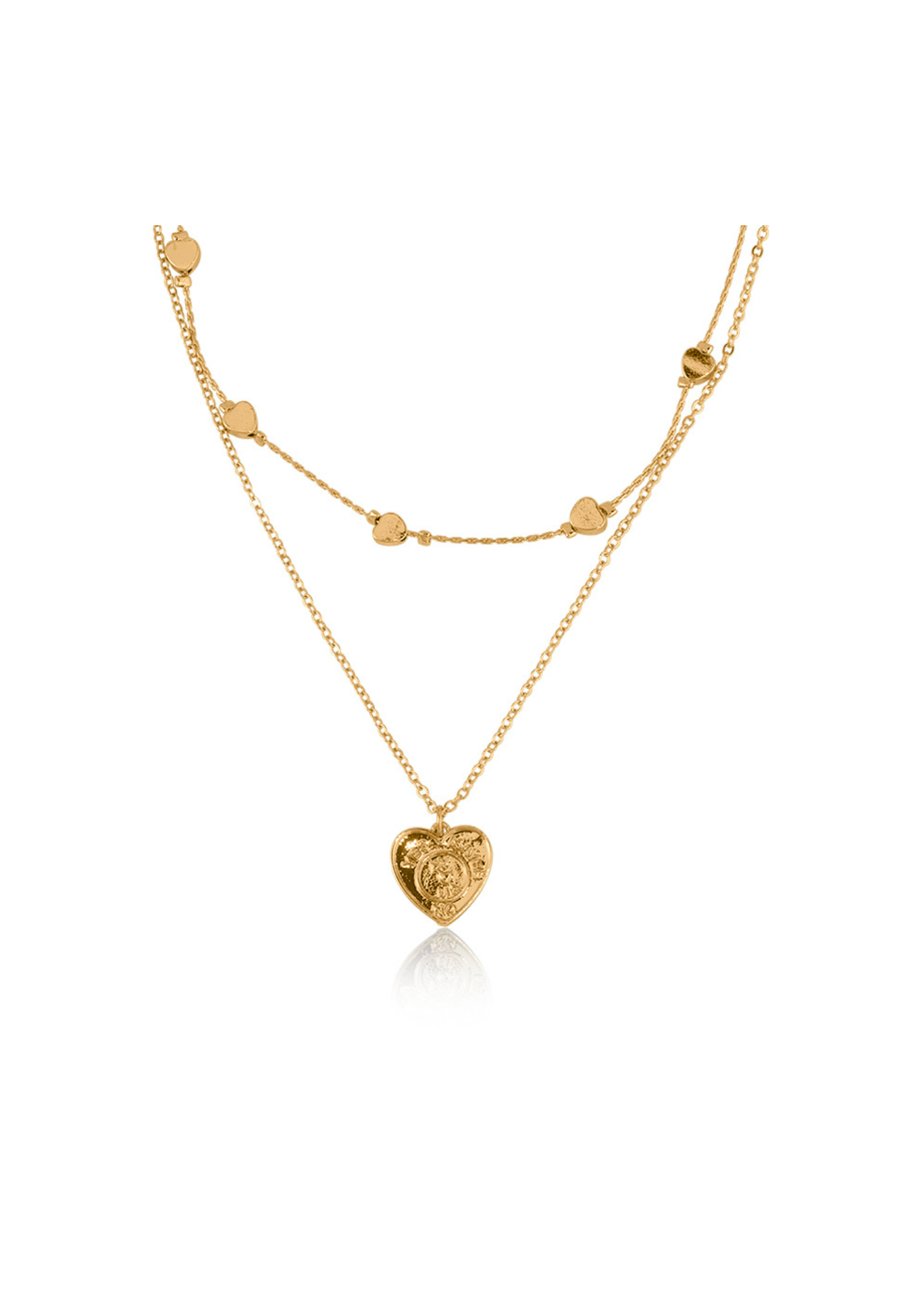 Big Metal London - Hortense Layered Heart Necklace in Gold