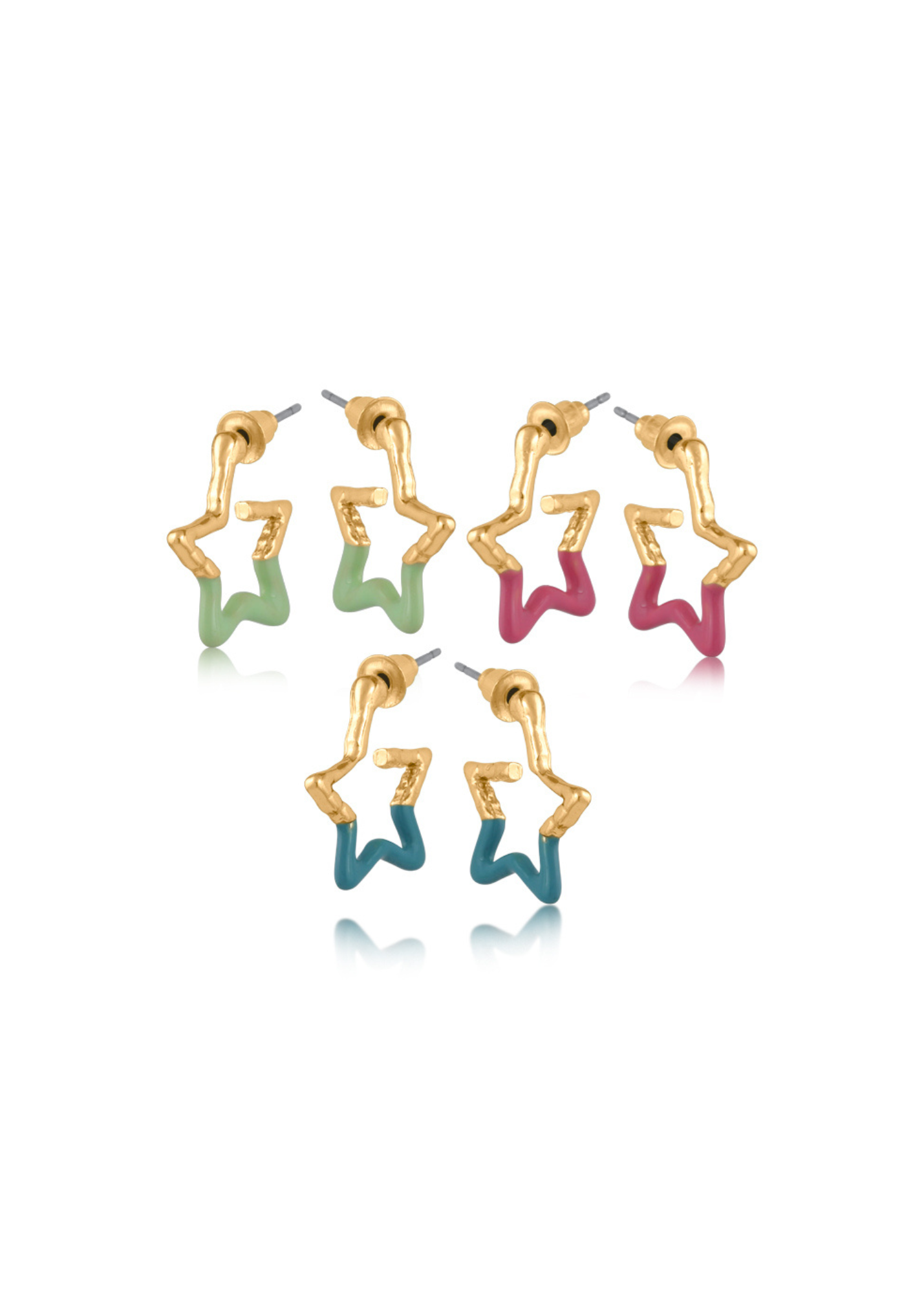 Big Metal London - Gilda pack of 3 Resin Tiny Star Hoops