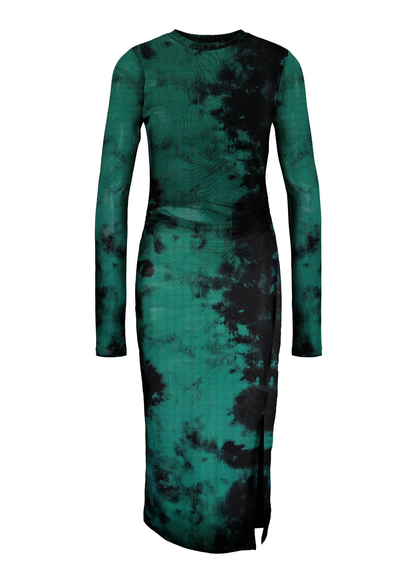 Noisy May - Acid Wash Mesh Midi Dress in Teal