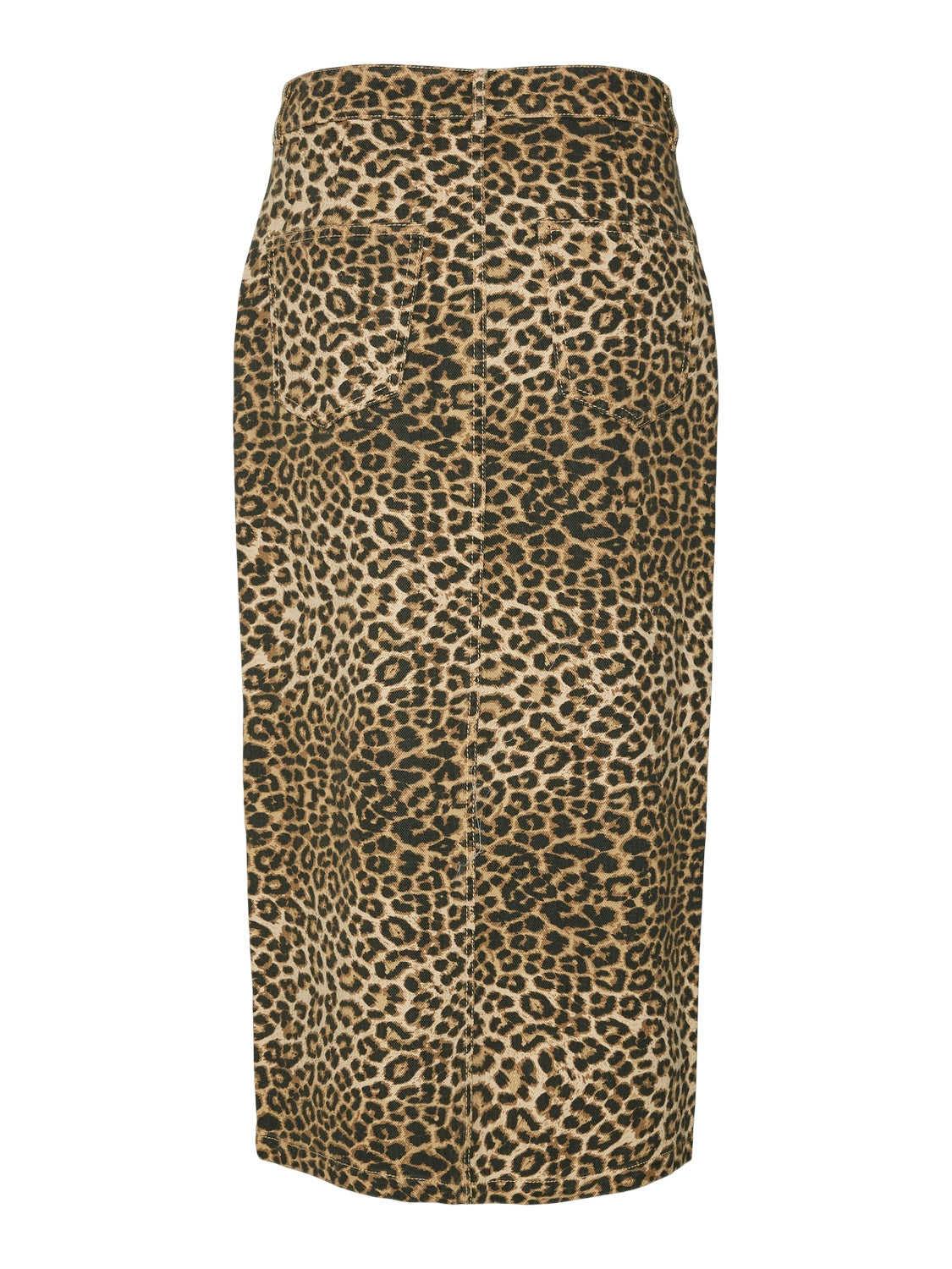 Vero Moda Leopard Print Denim Skirt with Front Slit Thunder Egg