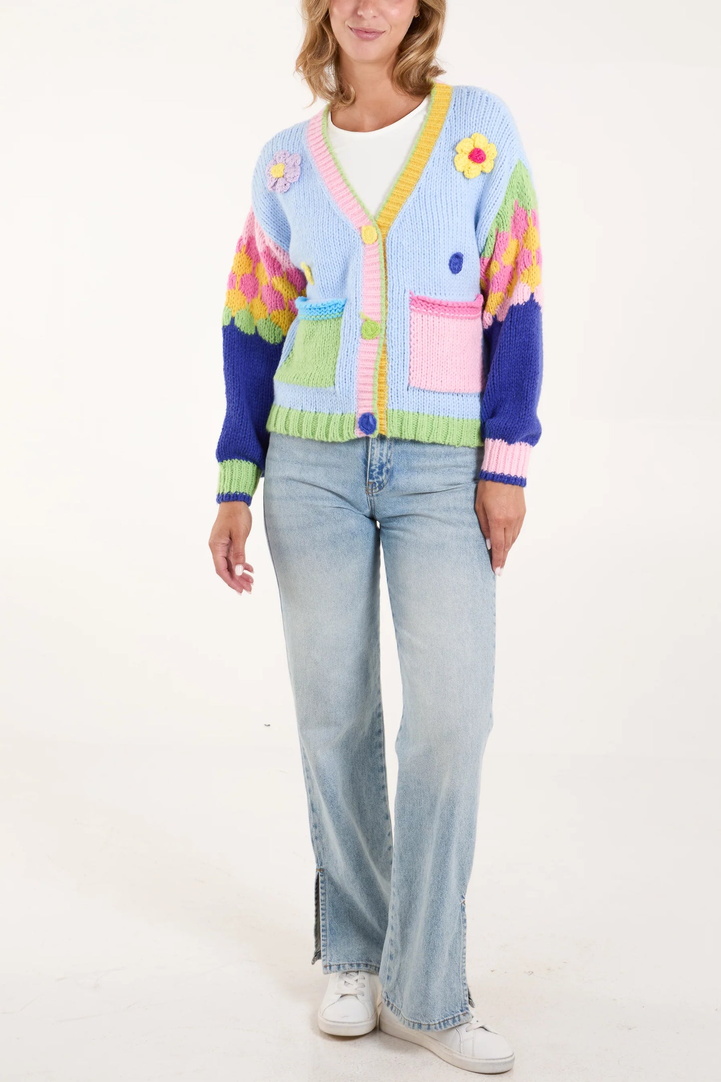 The Edit - 3D Flower Pastel Bloom Knit Cardigan