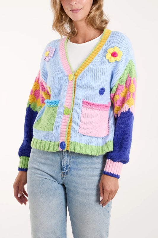 The Edit - 3D Flower Pastel Bloom Knit Cardigan