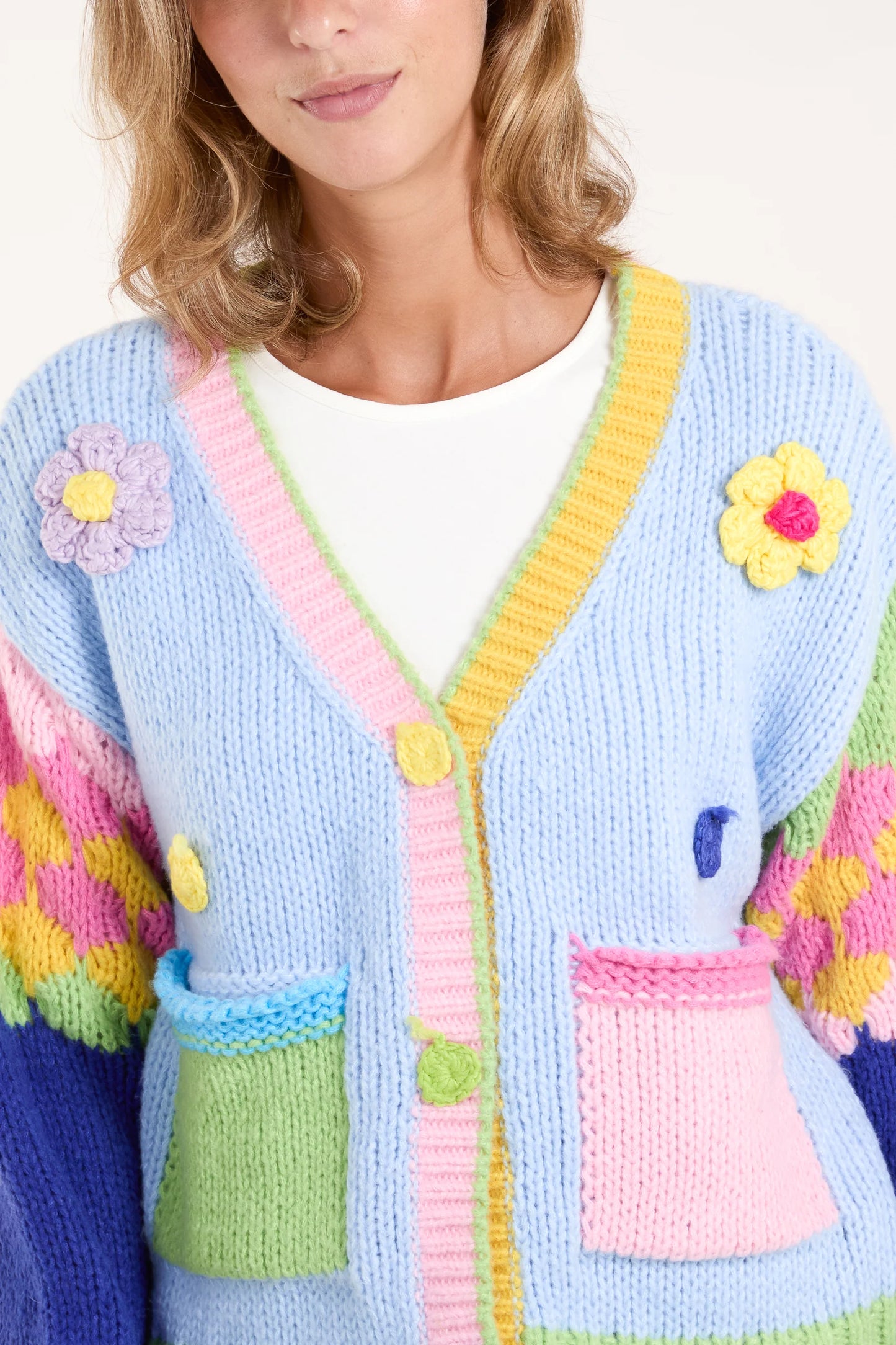 The Edit - 3D Flower Pastel Bloom Knit Cardigan