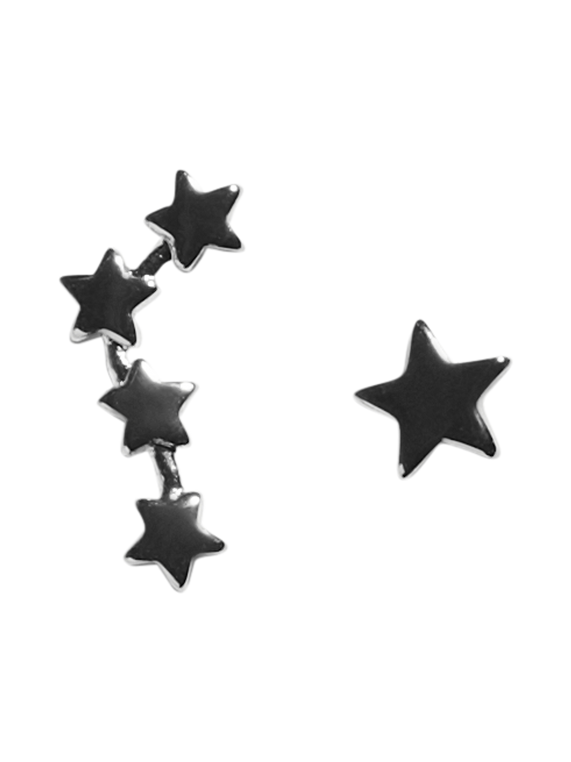 Pieces - Silver Asymmetrical Star Constellation Earrings