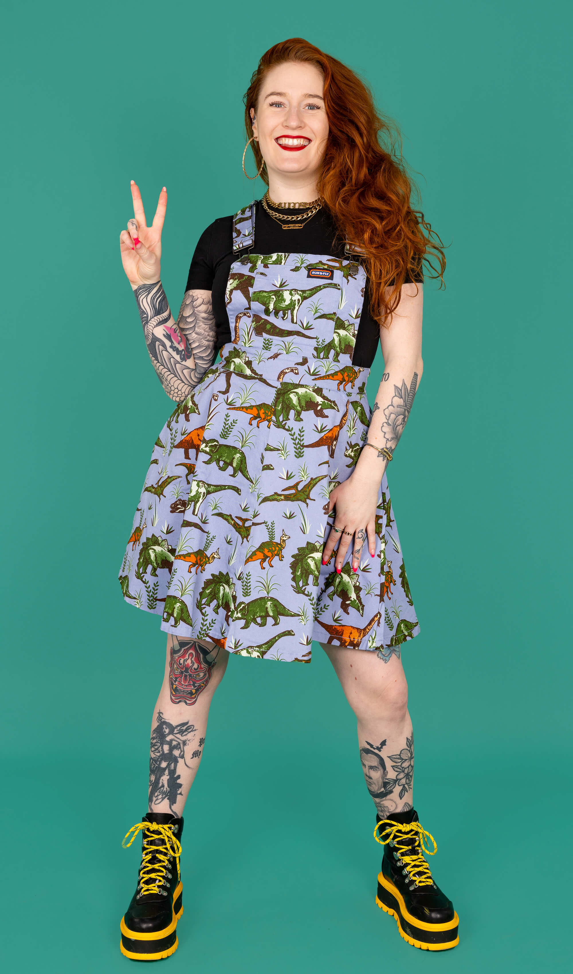 Dinosaur 2024 dungaree dress