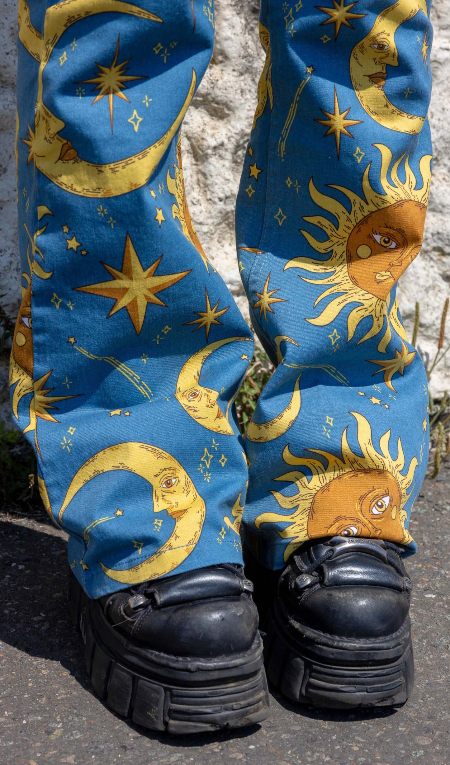 Run & Fly - Celestial Sun and Moon High Waisted Bell Bottom Flares