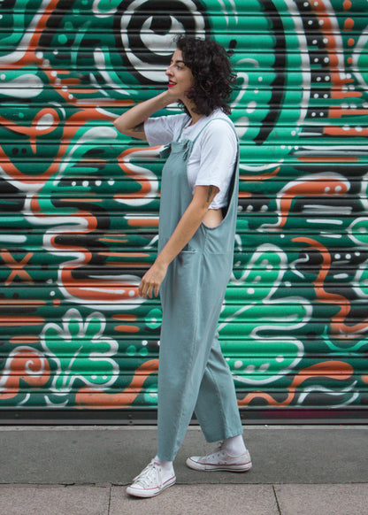 The Edit - Light Sea Green Jersey Dungarees