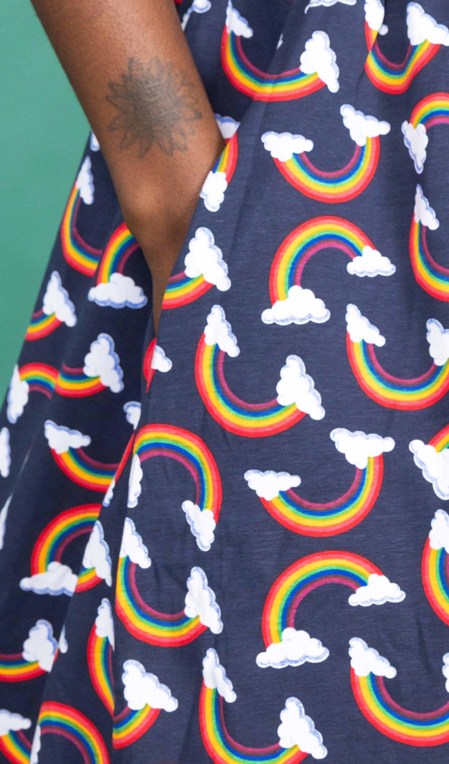 Run & Fly - Over the Rainbow & Clouds Oversized Smock Dress