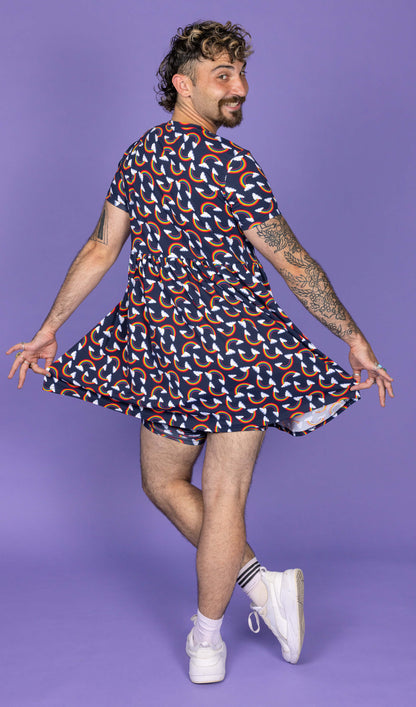 Run & Fly - Over the Rainbow & Clouds Oversized Smock Dress