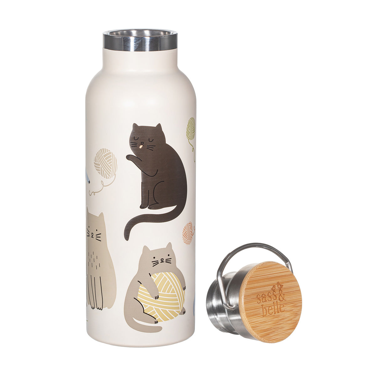 Sass & Belle - Cute Cats Metal Water Bottle