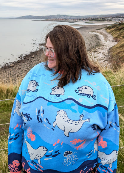 Home of Rainbows - Playful Seals Knit Jumper