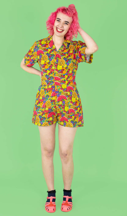 Run & Fly - Tutti Frutti Stretch Twill Playsuit