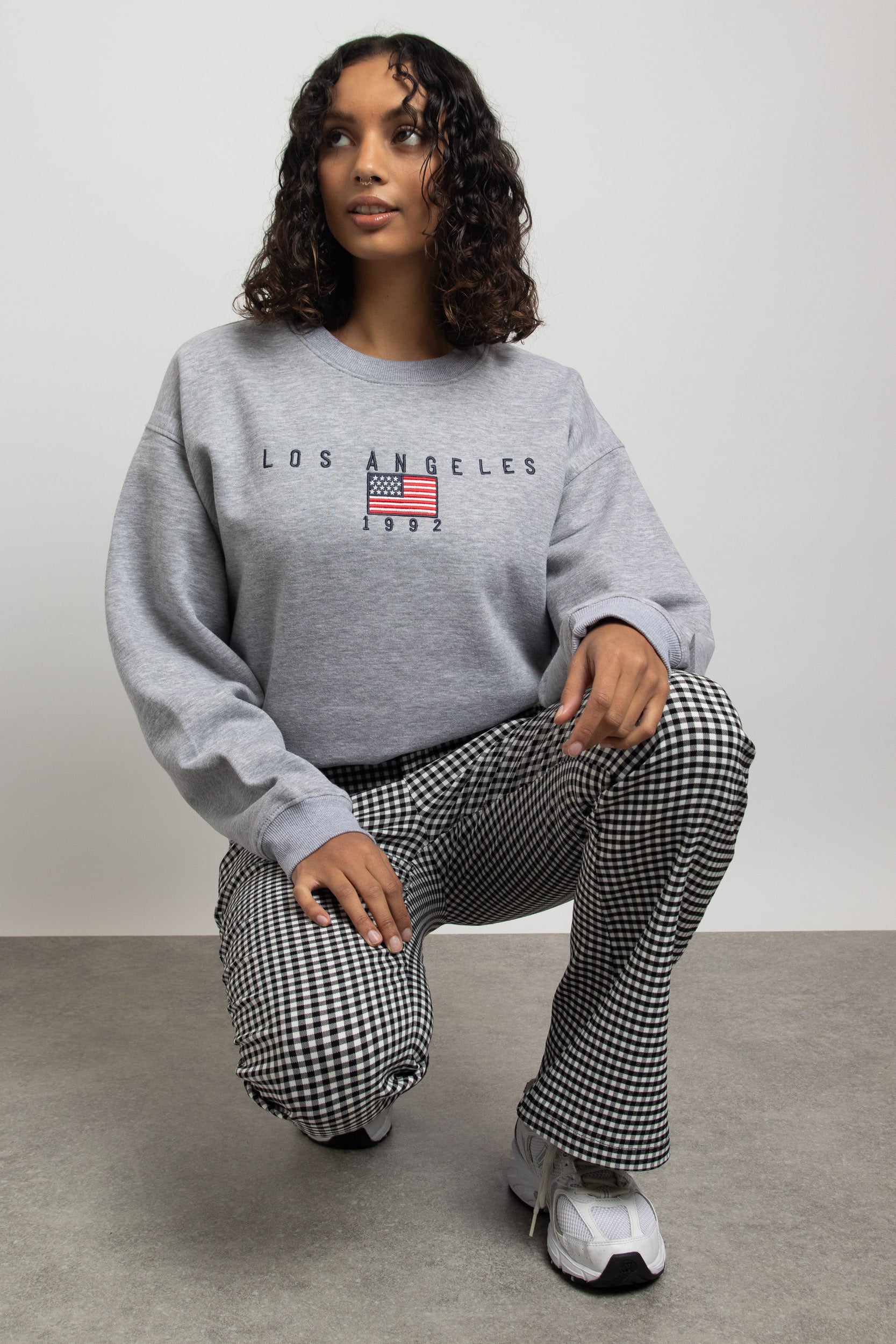 Daisy street relaxed sweatshirt with vintage on sale los angeles embroidery