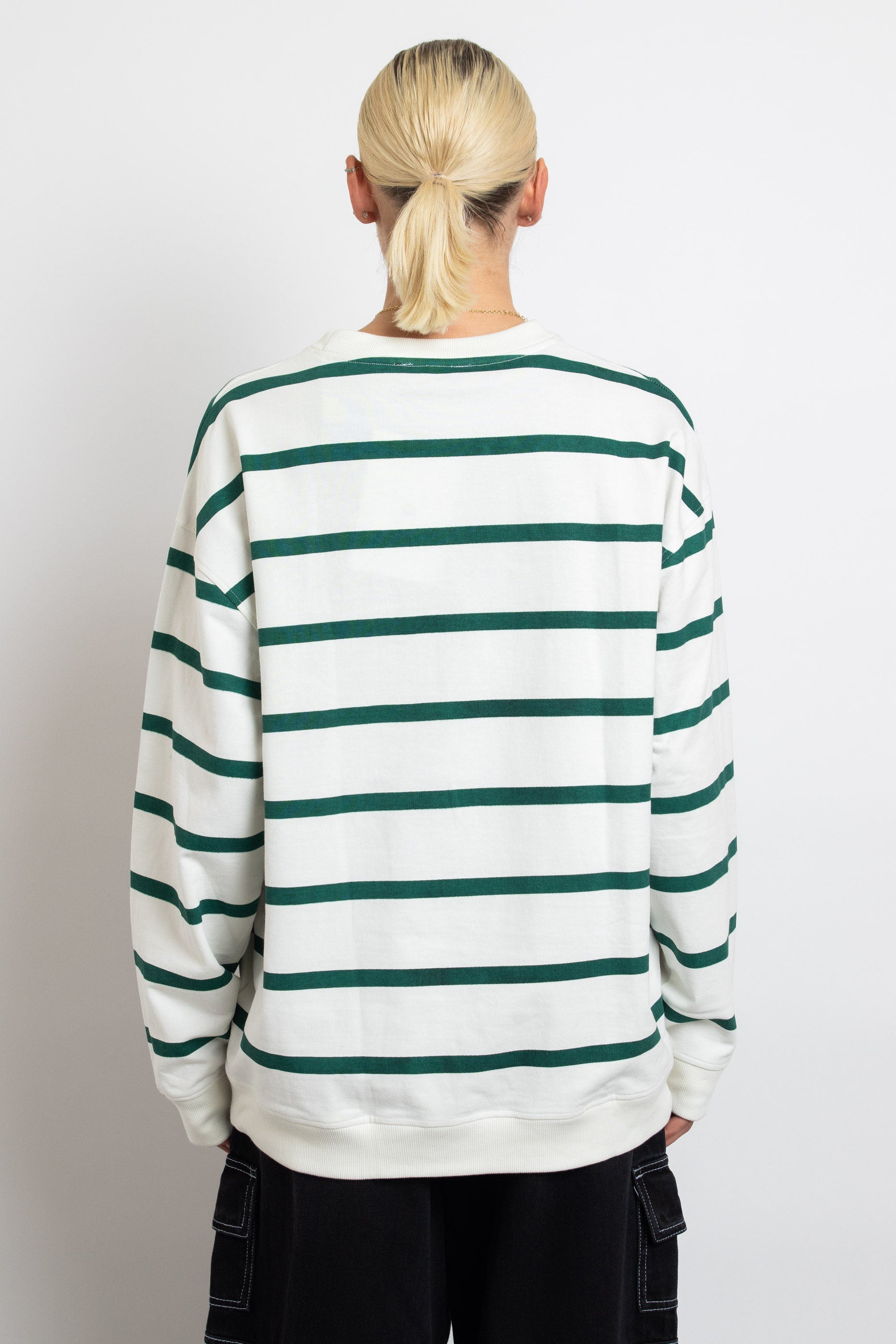 Green and outlet white striped sweatshirt