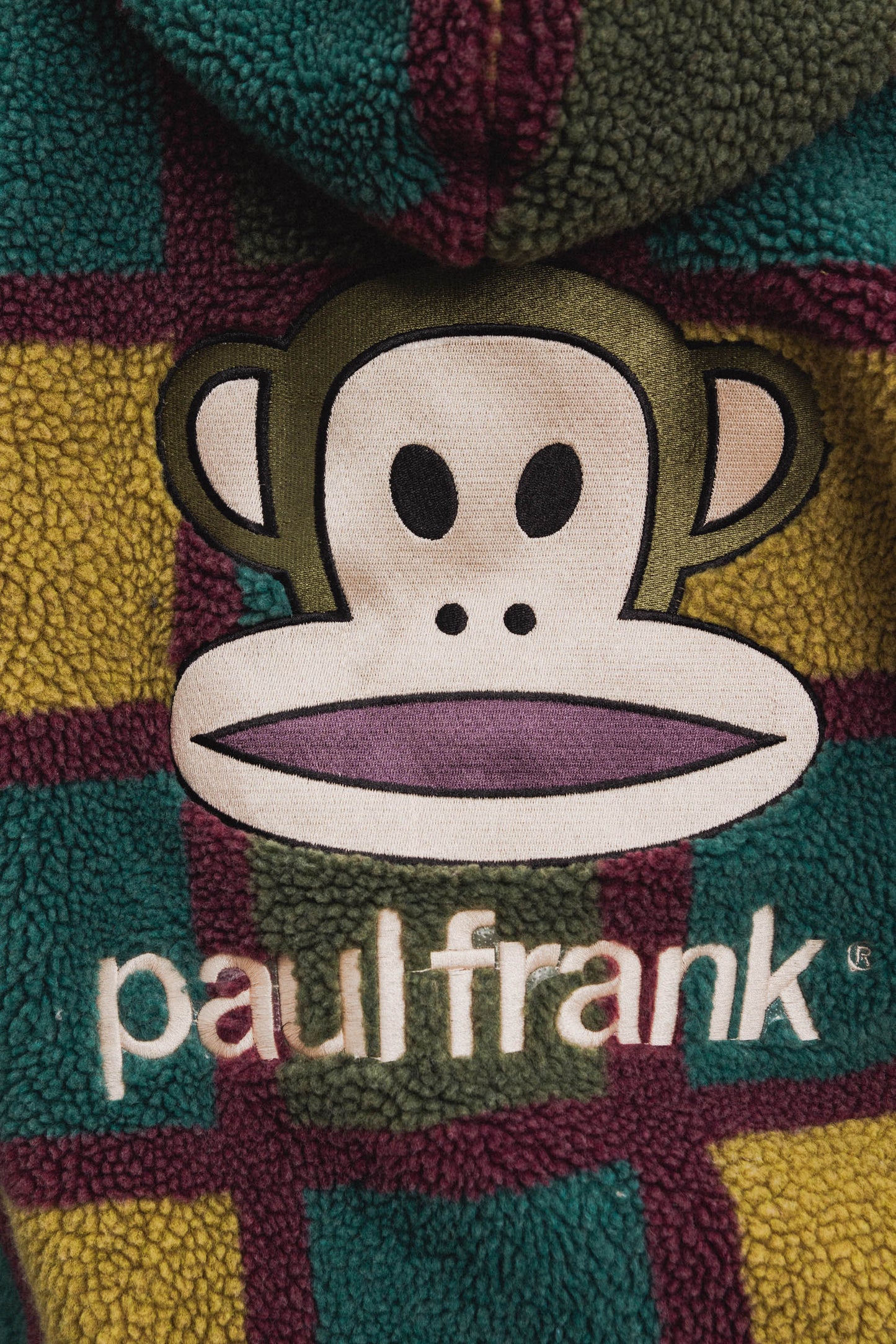 Daisy Street x Paul Frank - Colourful Check Fleece Jacket with Julius Appliqué