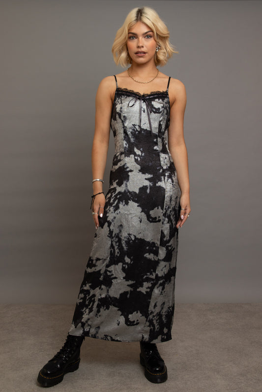 Daisy Street - Black & Silver Lace Cami Midaxi Dress