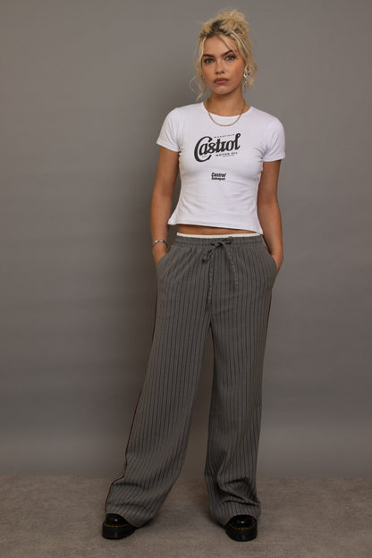 Daisy Street - Grey Pinstripe Wide Leg Trousers