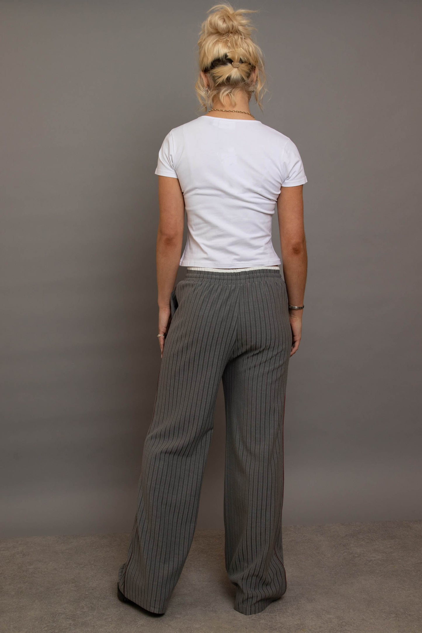 Daisy Street - Grey Pinstripe Wide Leg Trousers