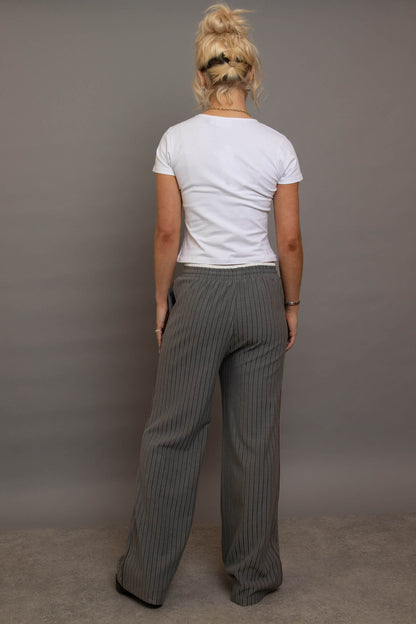 Daisy Street - Grey Pinstripe Wide Leg Trousers