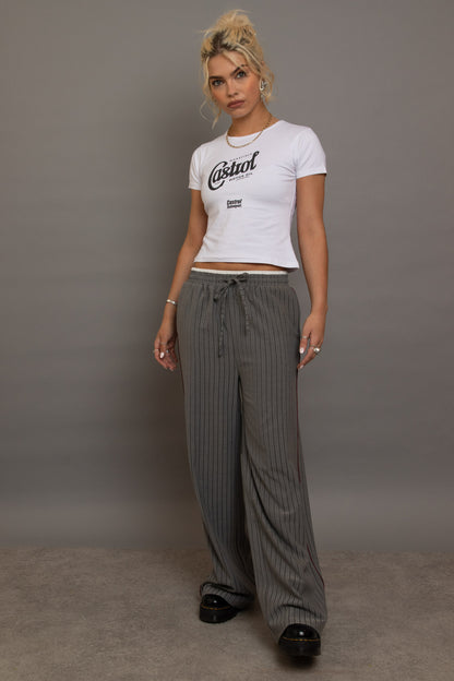 Daisy Street - Grey Pinstripe Wide Leg Trousers