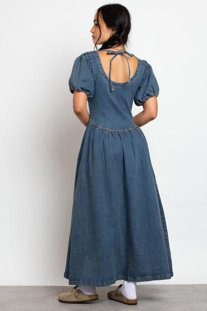 Daisy Street - Drop V Waist Denim Midi Dress