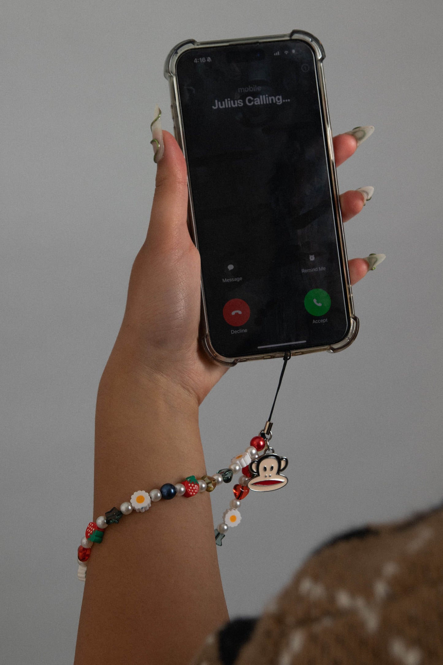 Daisy Street x Paul Frank - Strawberry & Daisy Beaded Phone Charm with Enamel Julius