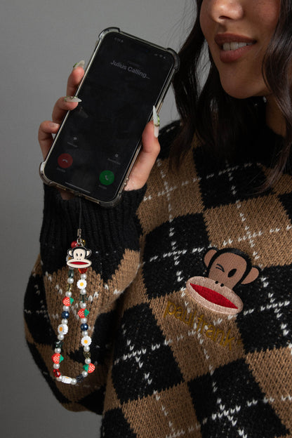 Daisy Street x Paul Frank - Strawberry & Daisy Beaded Phone Charm with Enamel Julius