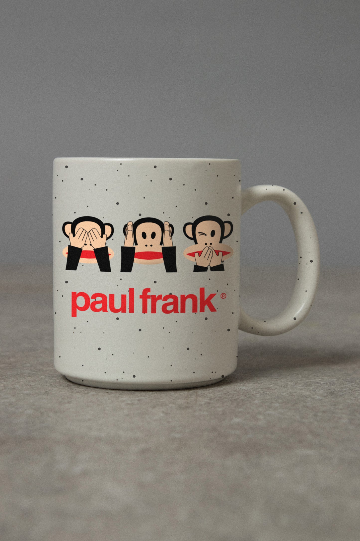 Daisy Street x Paul Frank - White Speckle See / Hear / Speak No Evil Julius Mug