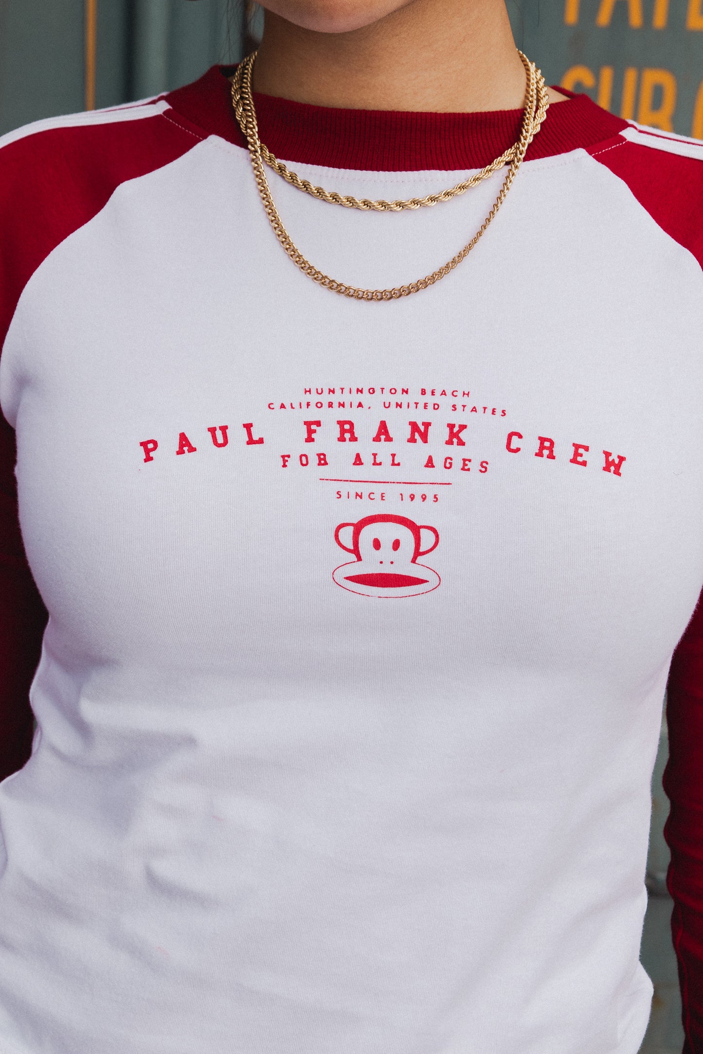 Daisy Street x Paul Frank - Long Sleeve Raglan Top with Paul Frank Crew Print