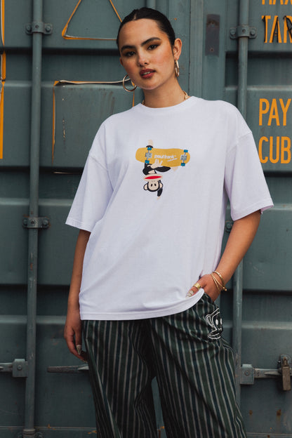 Daisy Street x Paul Frank - Oversized Tee with Julius Skateboard Print