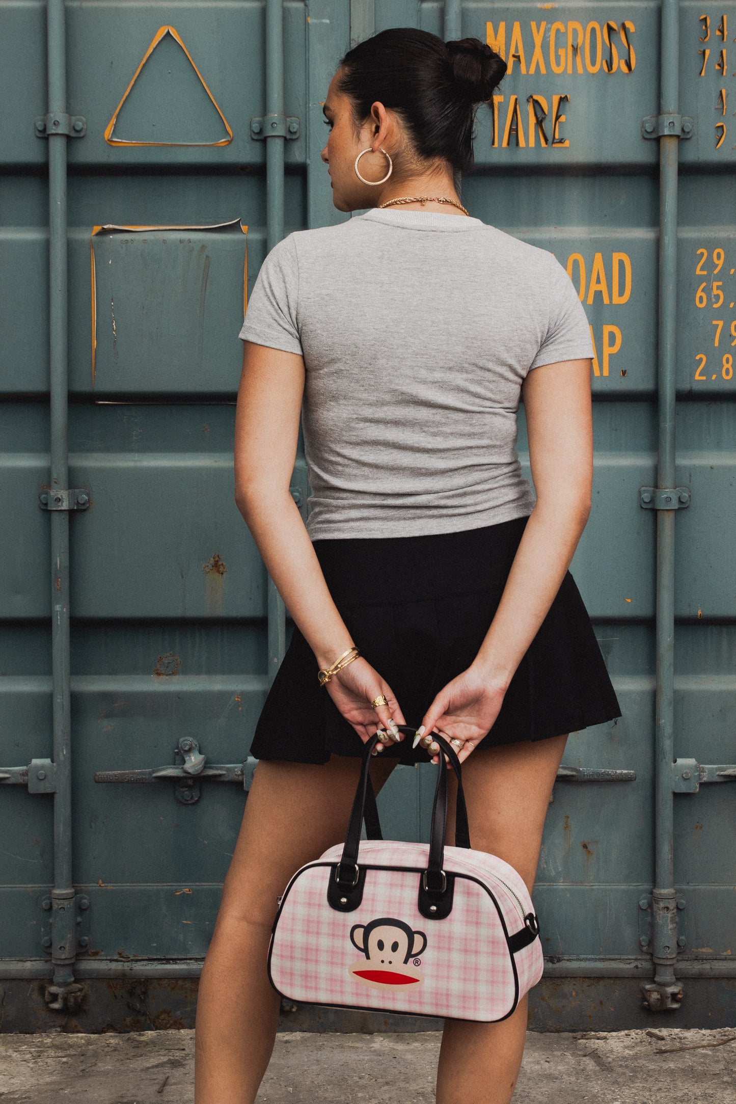 Daisy Street x Paul Frank – Pink Plaid Bowling Bag