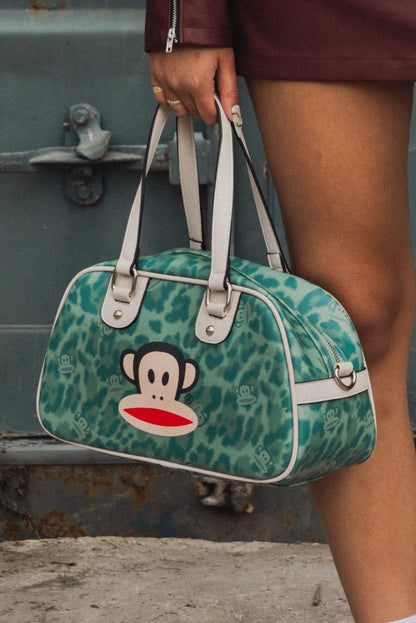 Daisy Street x Paul Frank – Teal Leopard Print Julius Bowling Bag