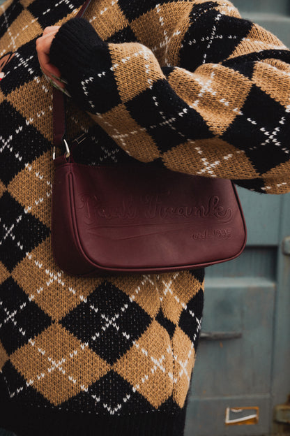 Daisy Street x Paul Frank – Embossed Burgundy Shoulder Bag